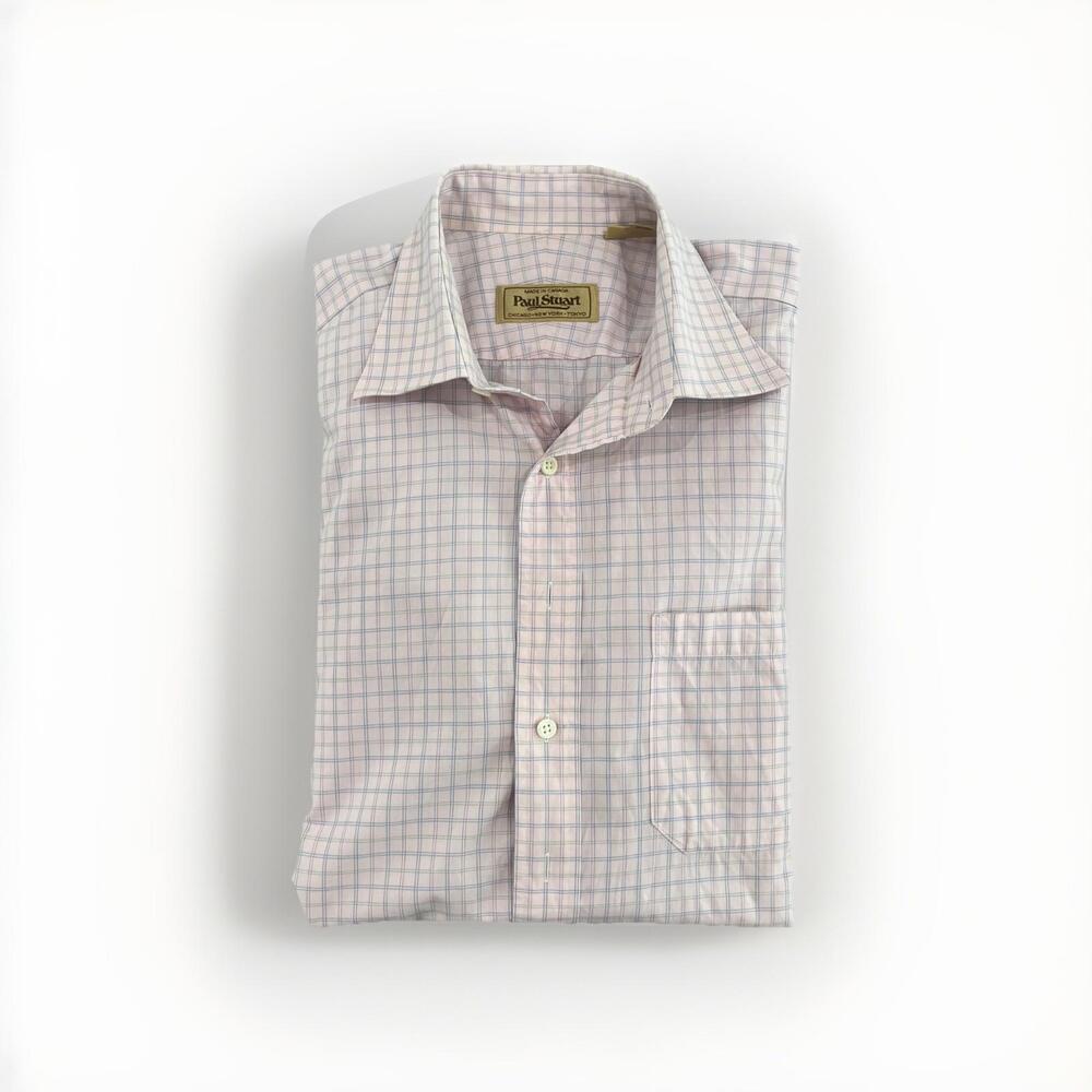 PAUL STUART MENS PINK CASUAL BUTTON SHIRT 16.5/33 MADE IN CANADA VGC!